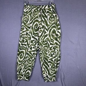Anthropologie Haute Hippie Tribal Green Pants Wide Leg‎ Boho Sz L